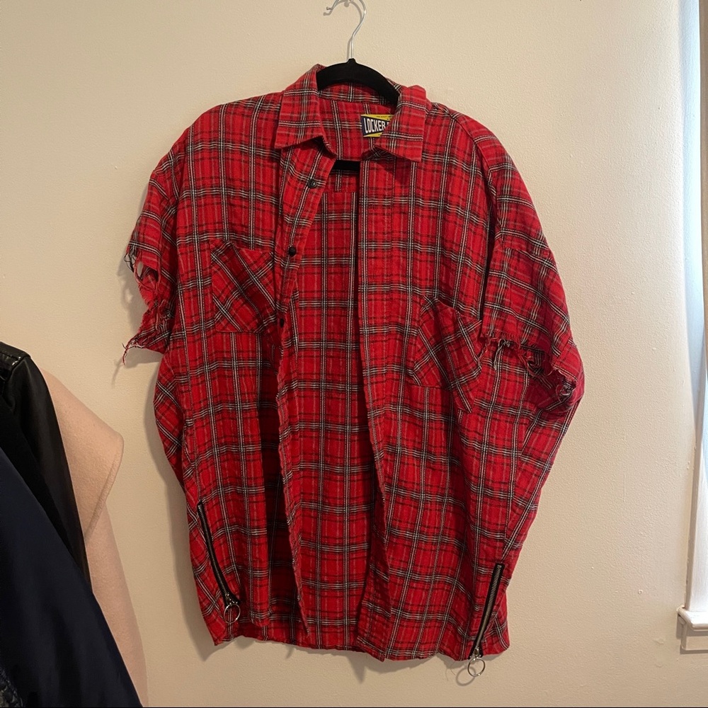 unisex streetwear red flannel top